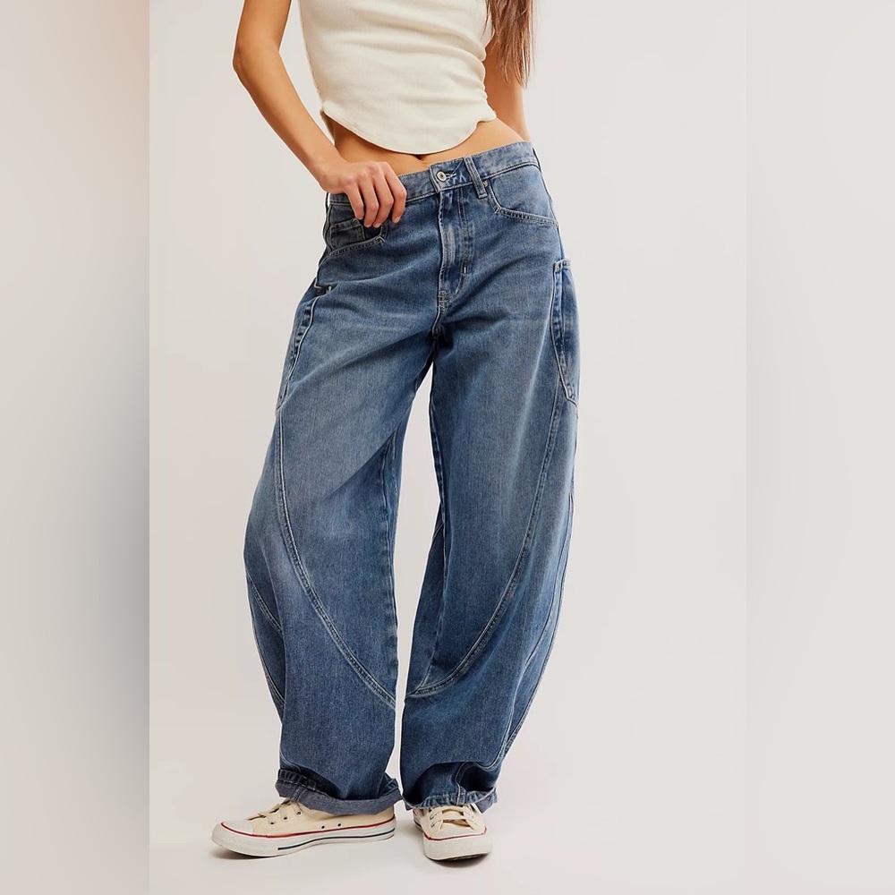 Free People We The Free Sugar And Spice Barrel Style Baggy Oversized Jeans - Picture 1 of 6